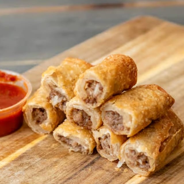 Cheese Steak Egg Rolls.